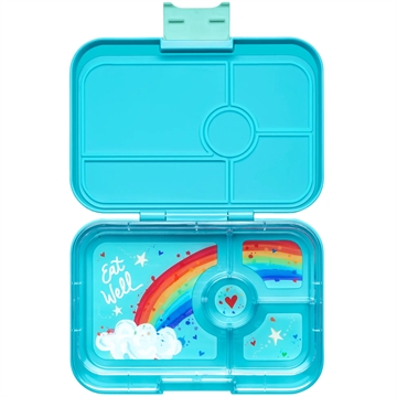 Yumbox Madkasse Bento Tapas - 4 rum - Antibes Blue Rainbow - madkasse med rum - regnbue